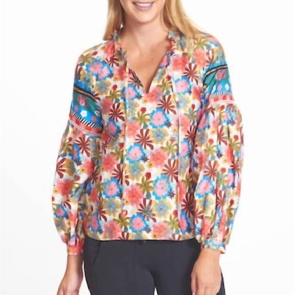 Emily Lovelock Tops - Emily Lovelock Emma Floral Tiger Blouse Size L